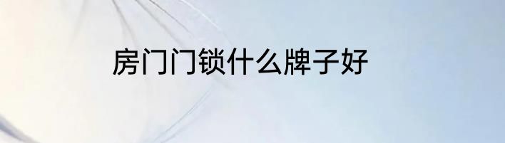 房门门锁什么牌子好