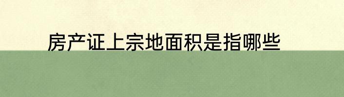 房产证上宗地面积是指哪些