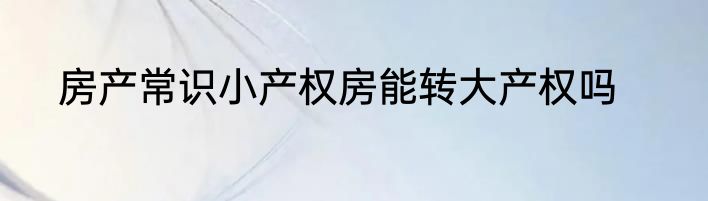 房产常识小产权房能转大产权吗