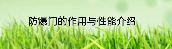 防爆门的作用与性能介绍