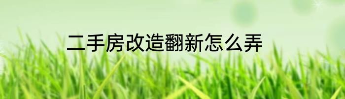 二手房改造翻新怎么弄