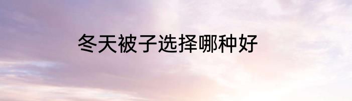 冬天被子选择哪种好