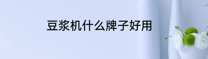 豆浆机什么牌子好用