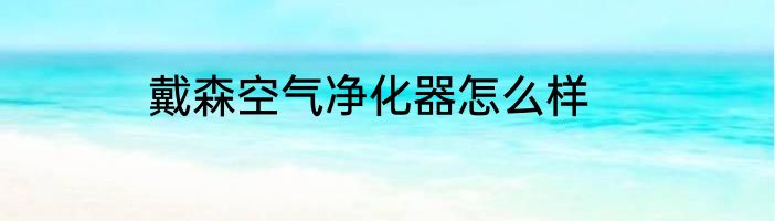 戴森空气净化器怎么样