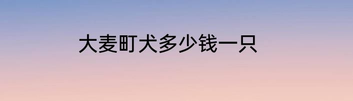 大麦町犬多少钱一只