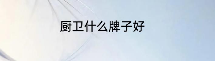 厨卫什么牌子好