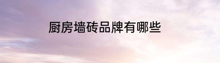 厨房墙砖品牌有哪些