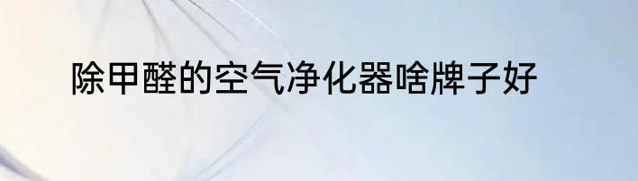除甲醛的空气净化器啥牌子好
