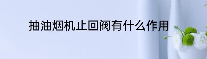 抽油烟机止回阀有什么作用