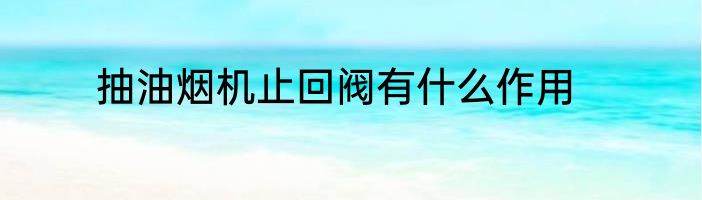 抽油烟机止回阀有什么作用