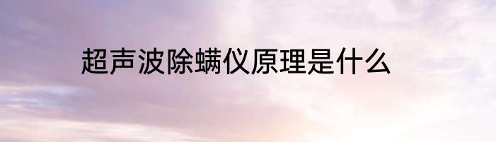 超声波除螨仪原理是什么