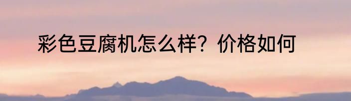 彩色豆腐机怎么样？价格如何