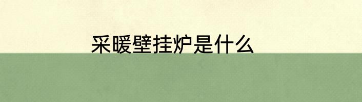 采暖壁挂炉是什么