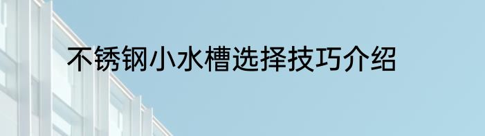 不锈钢小水槽选择技巧介绍