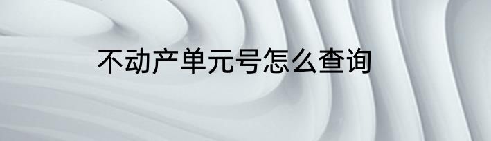 不动产单元号怎么查询
