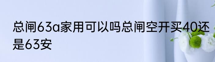 总闸63a家用可以吗总闸空开买40还是63安