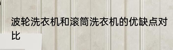 波轮洗衣机和滚筒洗衣机的优缺点对比