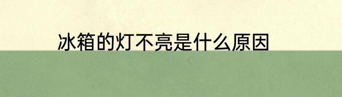 冰箱的灯不亮是什么原因