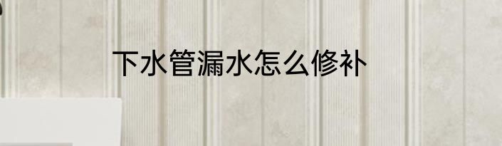 下水管漏水怎么修补