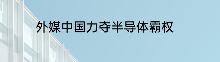 外媒中国力夺半导体霸权