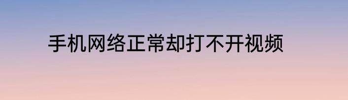手机网络正常却打不开视频