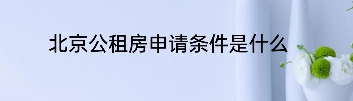 北京公租房申请条件是什么