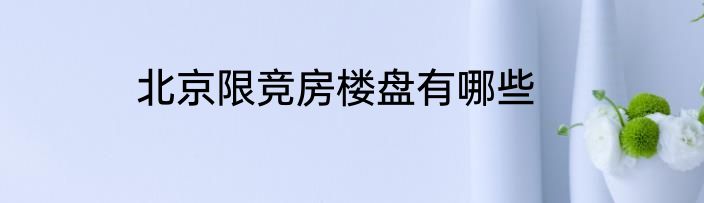 北京限竞房楼盘有哪些
