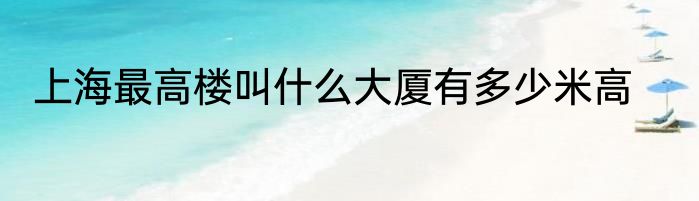上海最高楼叫什么大厦有多少米高