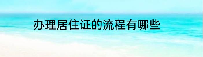 办理居住证的流程有哪些