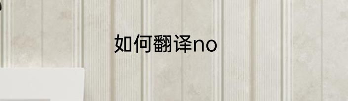 如何翻译no