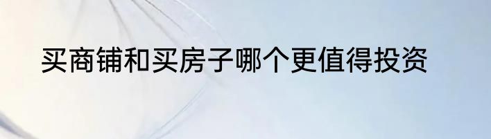 买商铺和买房子哪个更值得投资
