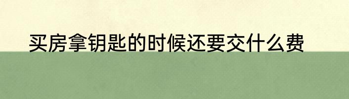 买房拿钥匙的时候还要交什么费
