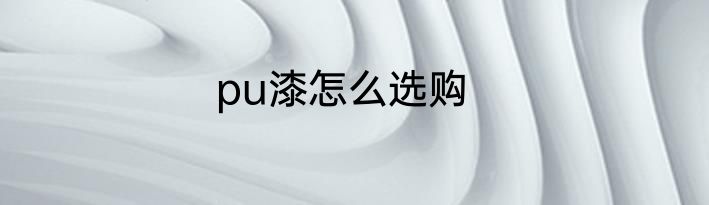 pu漆怎么选购