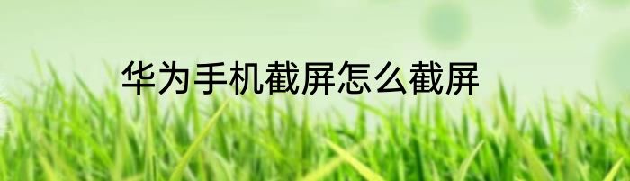 华为手机截屏怎么截屏