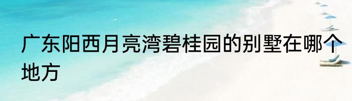 广东阳西月亮湾碧桂园的别墅在哪个地方