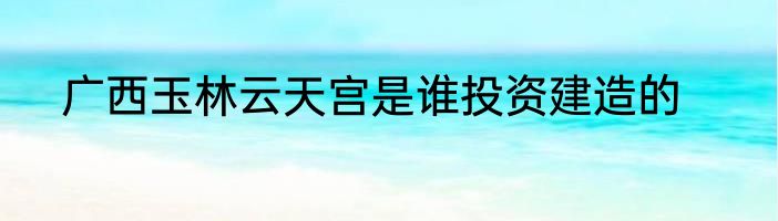 广西玉林云天宫是谁投资建造的