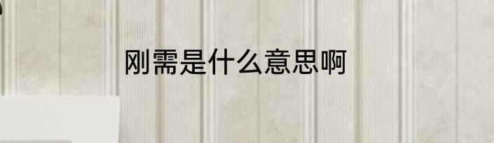 刚需是什么意思啊
