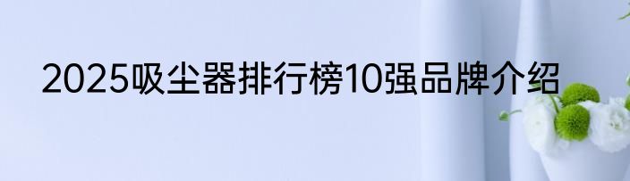 2025吸尘器排行榜10强品牌介绍