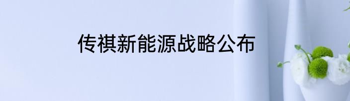 传祺新能源战略公布