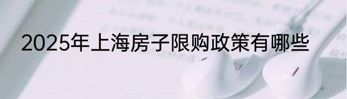 2025年上海房子限购政策有哪些