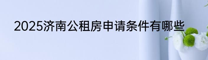 2025济南公租房申请条件有哪些