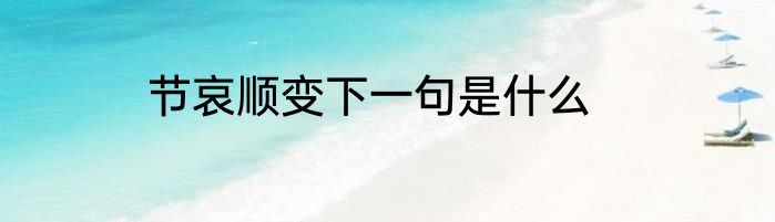 节哀顺变下一句是什么