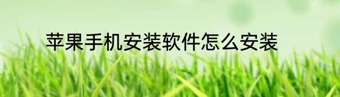 苹果手机安装软件怎么安装