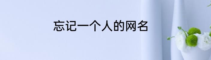 忘记一个人的网名