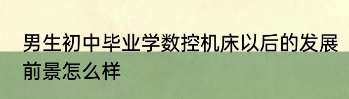 男生初中毕业学数控机床以后的发展前景怎么样