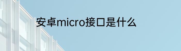 安卓micro接口是什么