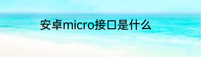 安卓micro接口是什么