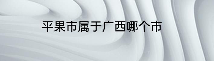 平果市属于广西哪个市