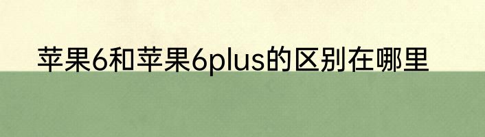苹果6和苹果6plus的区别在哪里
