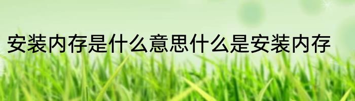 安装内存是什么意思什么是安装内存
